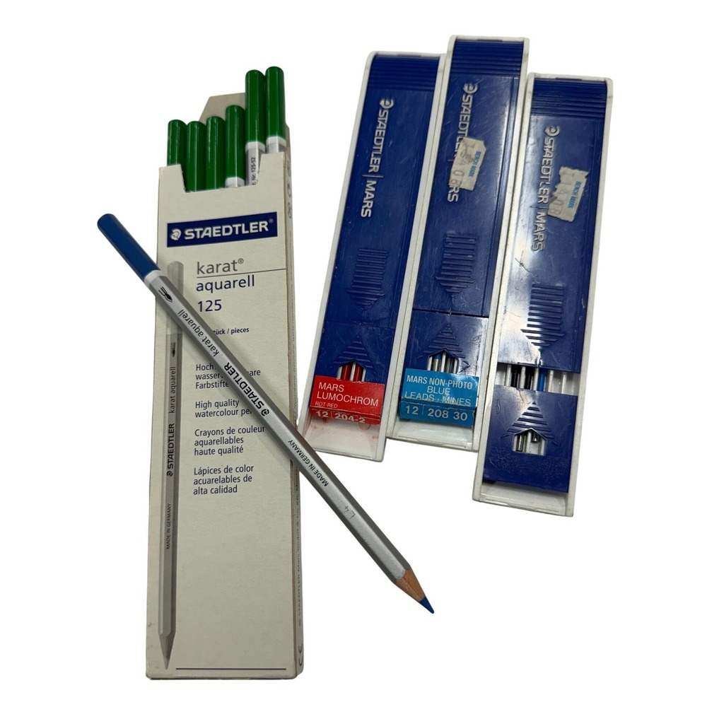 Staedtler Karat Aquarell Watercolor Pencils & Mars Lumochrom Non-Photo Blue Lead